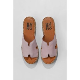 Resim Bueno Shoes Pembe Deri Kadın Dolgu Topuklu Terlik 