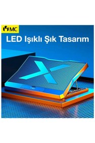 Resim coofbe Ultra Sessiz 6 Fanlı Laptop Soğutucu Stand, Led Işıklı Gaming Laptop Soğutucu 6 Kademeli 