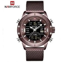 Resim 2xudc LXA5428 Naviforce 9153 Erkekler Japonya Kuvars Dijital Saatler Örgü Paslanmaz Çelik Saat 24 Saat Tarih ve Hafta Saat Ekranı Kol Saati (Yurt Dışından) 