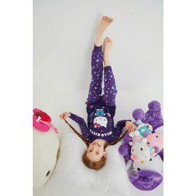 Resim Kız Çocuk Kız Uzun Kol 100% Pamuklu Pijama Takımı 