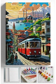 Resim Su'lepas Sayılarla Boyama Çerçeveli Hobi Seti Numaralı Tuval Fırça Boya Dahil Kasnaklı İSTANBUL 40X50 Cm 