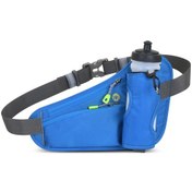Resim Jeehugo Dış Etkinlikler İçin Su Şişesi Tutucu Ve İki Fermuarlı Cep İçeren Mavi Spor Bel Çantası Mavi 
