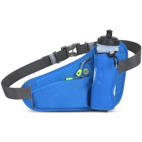 Resim Jeehugo Dış Etkinlikler İçin Su Şişesi Tutucu Ve İki Fermuarlı Cep İçeren Mavi Spor Bel Çantası Mavi 