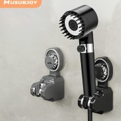 Resim Musurjoy1parça Banyo Duvar Montajlı Duş Braketi, Duş Sistemi Emme Kupası Duş Sabit Braketi, Delme Gerektirmez - Ayarlanabilir, Siyah - Tabanca Gri - Şeffaf - Baş Gri, Yeni Yaz Ev Duşu, Anneler Günü - İşçi Bayramı Hediyesi 