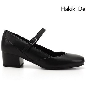Resim Gönderi R Siyah Kısa Kalın Topuklu Mary Jane Hakiki Deri Ayakkabı Siyah 