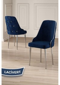 Resim Canisa Krax Serisi 1.sınıf Babyface Kumaş Yemek Odası Sandalyesi Gümüş Metal Ayak 6 Adet Lacivert Sandalye Sandalye Lacivert Ayakları Gümüş 