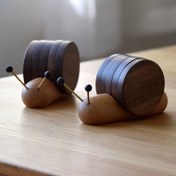 Resim Sabili Wood Snail Çay Pedleri, Karikatür Kültürel Yaratıcı Dayanıklı Ahşap, Isı Yalıtım Pedleri Çay Töreni için, Çay Severler için Ahşap Hediye 
