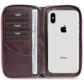Resim Guard Bordo Kamuflaj Baskılı Hakiki Deri Fermuarlı Cüzdan Erkek / Kadın P3016 Bordo 