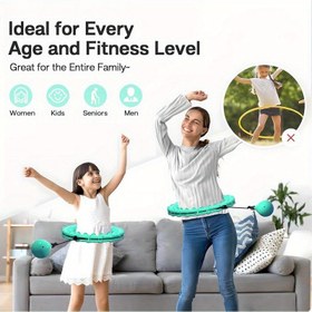 Resim Yetişkinler için Ağırlıklı Hula Sonsuz Fitness Halkası - 27 Ayrılabilir Düğüm ile 2'si 1 Arada Akıllı Egzersiz, Mavi Egzersiz Fit, Kilo Kaybı, Kadınlar ve Başlangıçlar İçin Uygun, Tam Vücut Egzersizi İçin Hula Dairesi Tasarımı, Başlangıç Fitness Ekipmanı, Dayanıklı İnşaat 