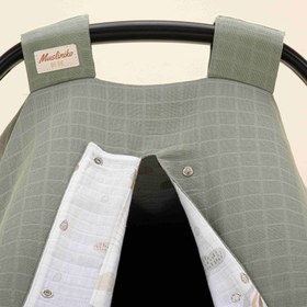 Resim Puset Örtüsü - Çift Taraflı - Haki Muslin - Yeşil Gökkuşağı 