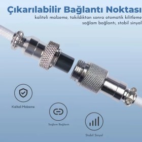 Resim Leaven Mekanik Klavyeler Ile Uyumlu Coiled Cable- Örgülü Sarmal Type-C Klavye Kablosu 