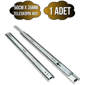 Resim Teleskobik 35mm Çekmece Ray Bilyeli Mobilya Dolap Rayı 50cm 35mm 1 Takım Krom Çok Renkli 