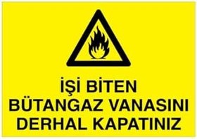 Resim İşi Biten Bütangaz Vanasını Derhal Kapatınız Uyarı Tabelası - 35x50 Foreks - DG16 
