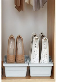 Resim 2 Adet Roma Ayakkabı Terlik Kutusu Dikey Ayakkabı Rampası 3 Bölmeli Düzenleyici Organizer 