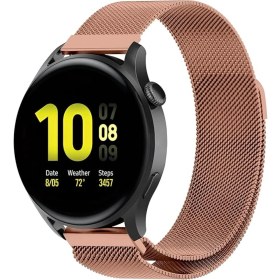 Resim Fibaks Samsung Galaxy Watch Gear S2 (20mm) KRD-12 Akıllı Saat Kordonu Metal Örgü Hasır Kordon Kayış Bileklik Rose 