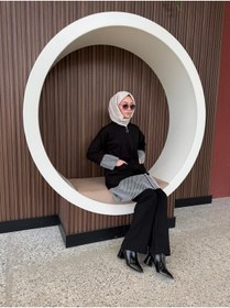 Resim AYSUN AYDEMİR File Detaylı Fermuarlı Alt Üst İkili Tesettür Eşofman Takım 