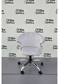 Resim Coket Çalışma Koltuğu Krom Yonca Ayak Krem 