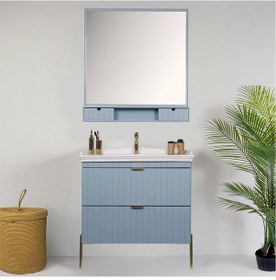 Resim Kobos Noble 80 Cm Banyo Dolabı Seti Light Blue Mavi 