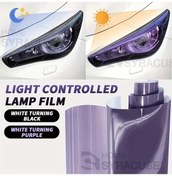 Resim Globalbloom Uv Işığıyla Renk Değiştiren Far Filmi Mor 11.8x39.3 Inch Su Geçirmez Çizik Onarım 