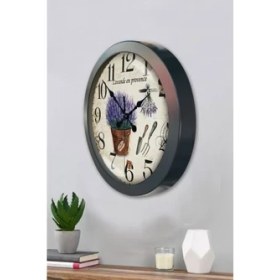 Resim Bahat Salon Ofis Duvar Saati Gri Metal Çerçeve 36 cm 