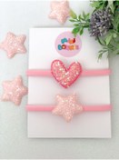 Resim 2 Li Bebek Bandana Seti Kalpli Ve Yıldızlı Saç Bandı 