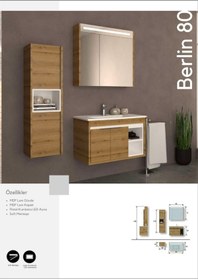Resim Evros Berlin 80 Cm Banyo Dolabı Boy Dolabı Dahil Meşe 