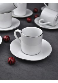 Resim Qualitev Porselen Kahve Fincan Takımı 2 Kişilik 90 Ml -gümüş Kahve Fincan Silver 4 Parça Gümüş 
