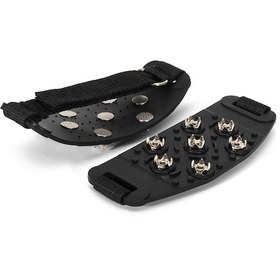 Resim Jeemson 7 Dişli Buz Kramponu - Kaymaz Silikon Tabanlı Çelik Çivili Ayakkabı Aksesuarı Siyah 