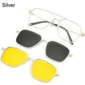 Resim Gootrades3 İn 1 Metal Bilgisayar Gözlüğü - Gece Görüş & Mavi Işık Filtreli, Polarize Güneş Gözlüğü Klipyellow51gri Gri 