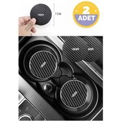 Resim Lada Vega Modeline Özel Siyah Karbon Bardak Altlığı Lada Armali Vega 2 Adet 7 Cm Spor Şıklığı İçin 2 Adet 
