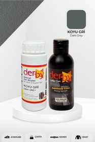 Resim Derby Special Koyu Gri Deri Boyası Ve Cilası 100 ml - 2'li Set / Mont Eşya Çanta Deri Boyası 