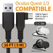 Resim 1 adet Kablo Meta Quest 3 için - USB 3.0 Type-C'ye, Yüksek Hızlı Veri Transferi ve Hızlı Şarj, Quest 2/Pro, Pico4/Pro ile Uyumlu, Dayanıklı Naylon Dokuma Tasarımı, VR Kulaklıkları ve Oyun Bilgisayarları için Sağ Açılı Bağlantı 