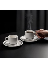 Resim Güral Porselen Mental 4 Parça Çay Fincan Takımı Siyah 