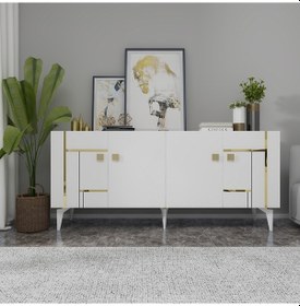 Resim Maddera Konsol Beyaz-altın 