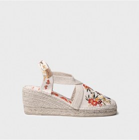 Resim Toni Pons Montjoı Dalia Kadın Bej Çiçek Desen Dolgu Topuk Espadril 1tonw2025085 Bej-kırmızı Bej - Kırmızı 