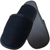 Resim 600 Çift Tek Katlı Havlu Siyah Otel Terliği Tek Kullanımlık Kullan At Beyaz 