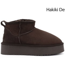 Resim Gönderi R Kahve Nubuk Mini Platform Taban Hakiki Deri Kürklü Bot Kahverengi Nubuk 