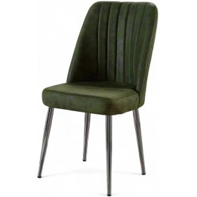 Resim Vento Sandalye - Milas Yeşil - Metal Krom Ayak 