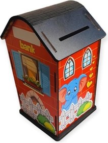 Resim Ahşap Ev Kumbara Sarı Temalı 