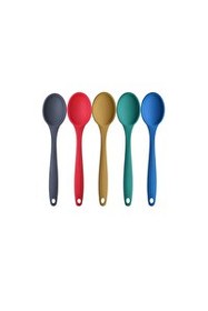 Resim Kitchen Design Lab Büyük Boy Yanmaz Yapışmaz Silikon Kaşık Seti 5 Adet - Silikon Kaşık Antrasit Kırmızı Sarı Yeşil Mavi 