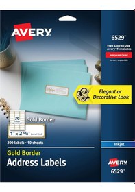 Resim Avery Mürekkep Püskürtmeli Yazıcılar Için Altın Kenarlıklı Adres Diğer 