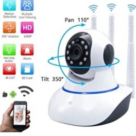 Resim Qasul Kablosuz Wifi Bebek İzleme Ip Kamerası 3 Antenli Gece Görüşlü Harekete Duyarlı Güvenlik Kamera 