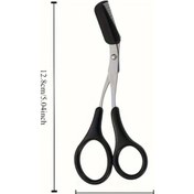 Resim Hightower Paslanmaz Çelik Alerji Yapmayan Ambidextrous Kaş Makyası Makası Taraklı Siyah Kaş Kırpma Aleti 