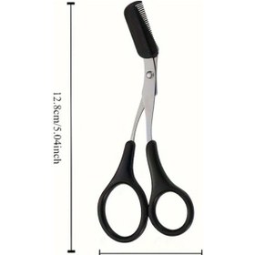 Resim Hightower Paslanmaz Çelik Alerji Yapmayan Ambidextrous Kaş Makyası Makası Taraklı Siyah Kaş Kırpma Aleti 