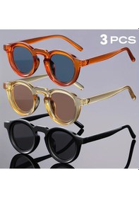 Resim Willowhaven 3'lü Retro Yuvarlak Gözlük Seti: Turuncu, Sarı, Siyah Çerçeve - Ultra Hafif 12+ 