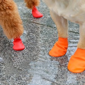 Resim Dört Mevsim Köpek Ayakkabıları, Yağmurlu ve Karlı Günlerde Köpek Pati Koruma İçin Kullanılır, Yazın Yüksek Sıcaklık ve Kışın Düşük Sıcaklık İçin, 4 Adet Su Geçirmez Kauçuk Köpek Botları, Dayanıklı Su Geçirmez Köpek Ayakkabıları, Kaymaz Pati Koruyucu 