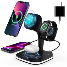 Resim Fogy 5 In 1 Kablosuz Şarj Standı Gece Lambası Watch Airpods Kablosuz Şarj Istasyonu Uyumlu 