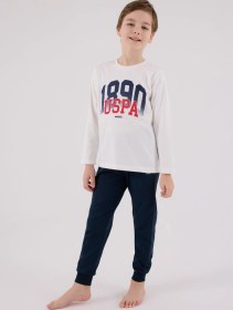Resim U.s. Polo Assn. Erkek Çocuk Uzun Kol Pijama Takım Beyaz-1777 Beyaz 