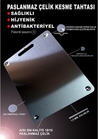 Resim Paslanmaz Çelik Kesme Tahtası-antibakteriyel-ayaklı-patentli-304 