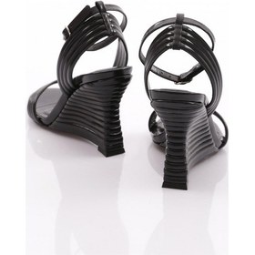 Resim Dgn 8004-2125 Kadin Bilekten Kopçali Topuklu Sandalet Ayakkabi Siyah 